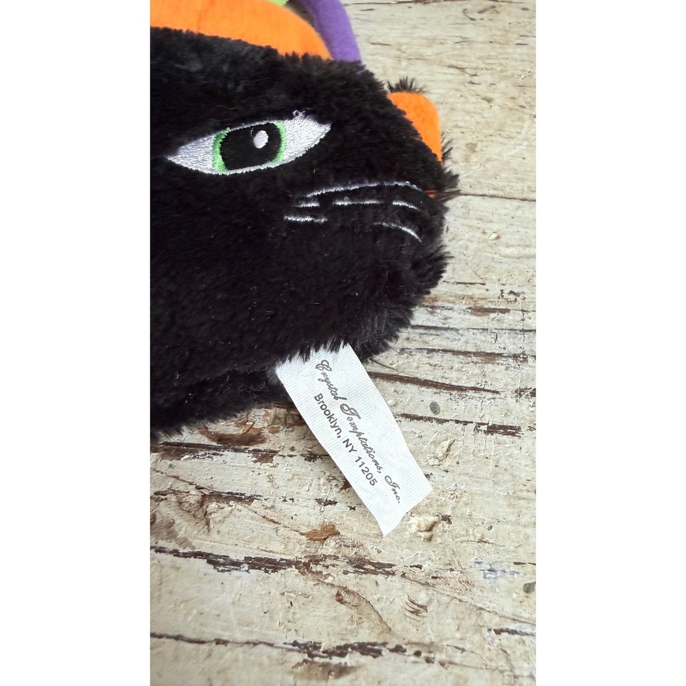 Crystal Temptations Black Cat Pumpkin Plush Halloween Handbag Purple Handle - Picture 5 of 7